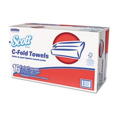 Folded Paper Towels, C-Fold, 13 1/5 x 10 1/10, White, 150/Pack, 16 Packs/Carton, Sold as 1 Carton