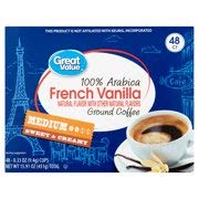 Great Value 100% Arabica French Vanilla Coffee Pods, Medium Roast, 48 Count (Pack of 2)