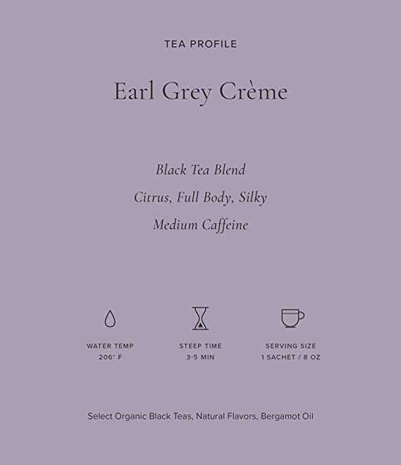 Art of Tea | Organic Earl Grey Cream Tea| 50 Count Pyramid Tea Bag Sachets