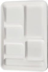 R and R Industries HARSHU 6 Compartment Sugarcane Disposable Plates | Eco-Friendly Biodegradable & Compostable Tableware for Parties, Events