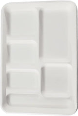 R and R Industries HARSHU 6 Compartment Sugarcane Disposable Plates | Eco-Friendly Biodegradable & Compostable Tableware for Parties, Events