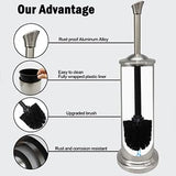 Indecor Home Stainless Steel Toilet Bowl Brush with Holder Metal Bathroom Cleaning Set Rustproof Hygienic Durable Modern Design