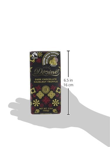 Divine Chocolate Dark Chocolate With Hazelnut Truffle bar, 3.5 Oz