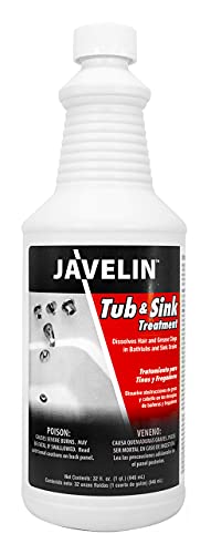 Javelin Tub & Sink Treatment | Drain Cleaner | Removes Grease & Hair From Tubs, Sinks & Showers 32 Fl. Oz.