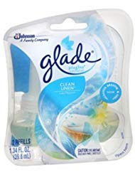 GLADE AIR FRESHNER CLEAN LINEN SCENTED OIL REFILLS PLUG IN 2 REFILLS PER PACK