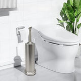 Indecor Home Stainless Steel Toilet Bowl Brush with Holder Metal Bathroom Cleaning Set Rustproof Hygienic Durable Modern Design
