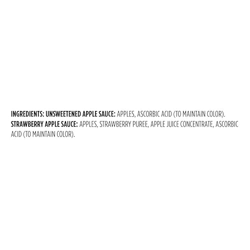 Amazon Grocery, Apple Sauce Pouches, Variety Pack of Unsweetened Apple and Strawberry, 3.2 Oz,12ct