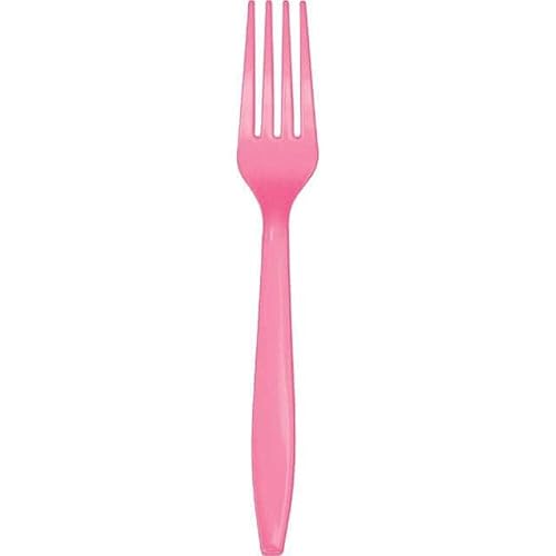 Creative Converting Touch of Color Premium 24 Count Plastic Forks, Candy Pink