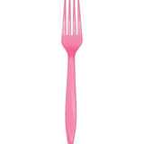 Creative Converting Touch of Color Premium 24 Count Plastic Forks, Candy Pink