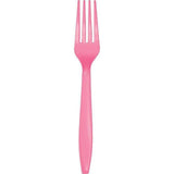 Creative Converting Touch of Color Premium 24 Count Plastic Forks, Candy Pink