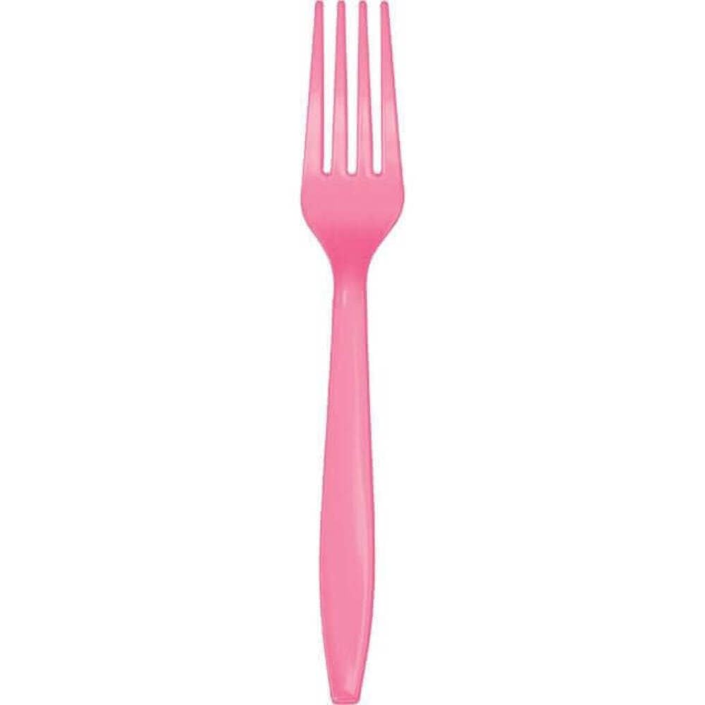 Creative Converting Touch of Color Premium 24 Count Plastic Forks, Candy Pink