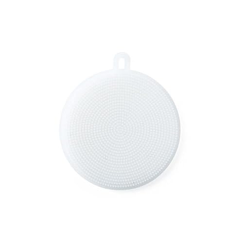 Non-Scratch Silicone Sponges Cleaning Brush Round Shape Kitchen Scrubber Sponges for Vegetable Fruits Pot Pan Dish Bowl(White)