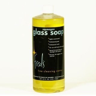Fred's Squeegee Glass Soap Highly Concentrated Window Cleaner for Bucket & Professional Squeegee, Streak-Free Shine, 32 oz Bottle