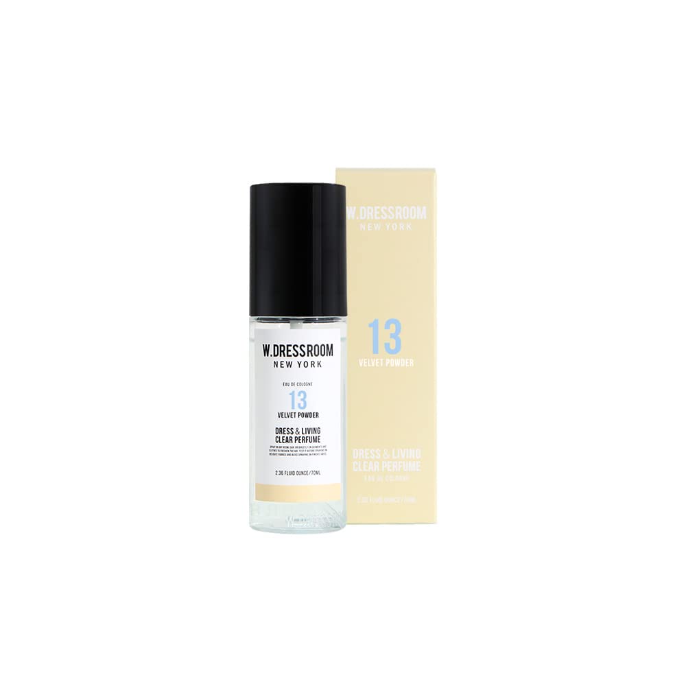 W.Dressroom No.13 Velvet Powder Dress & Living Clear Perfume (2.36 oz) - Fresh Scent for Clothes, Fabrics, Carpets & Rooms, Natural Odor Eliminator