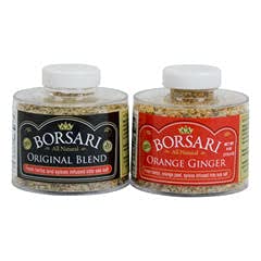 Borsari Seasoned Salt Combo - Multi-Use All Purpose Original and Orange Ginger Seasonings - Gourmet Sea Salt Blends With Herbs and Spices - Set of 2