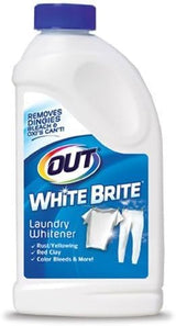 OUT White Brite Laundry Whitener Powder, Stain Remover Detergent Booster for Clothes, Removes Red Clay and Rust Stains on White Clothing and Uniforms