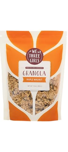 We Three Girls Granola - Maple Walnut (10 Ounce) | Small Batch Vegan Granola | All Natural Gluten Free Snack | Made in USA |