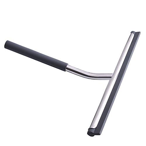 Kanfasphy Shower Squeegee,Stainless Steel Glass Wiper Silicon Blade Squeegee,Bathroom Mirror Cleaner with Hanging Hook