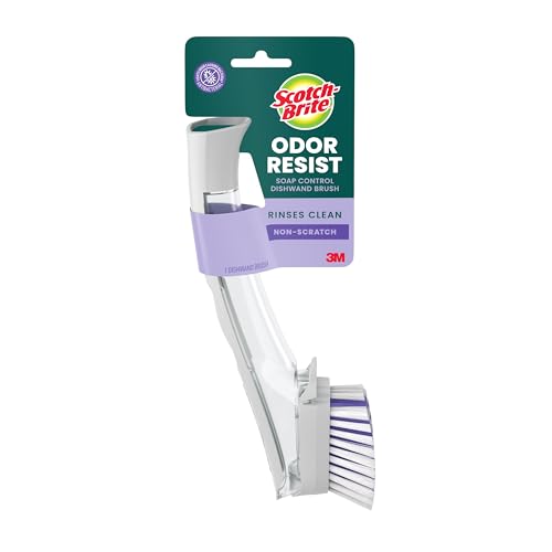 Scotch-Brite Odor Resist Soap Control Dishwand Brush, 1 Cleaning Dish Wand Brush, Precise Soap Control, Leak-Free Guarantee, Safe on Dishes, Nonstick