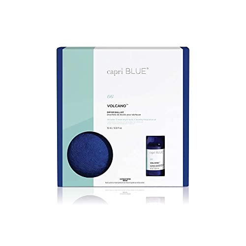 Capri Blue Volcano Dryer Ball Kit - Includes 3 100% Wool Dryer Balls +1 Volcano Laundry Fragrance Oil - Reusable Dryer Balls Eliminate Wrinkles