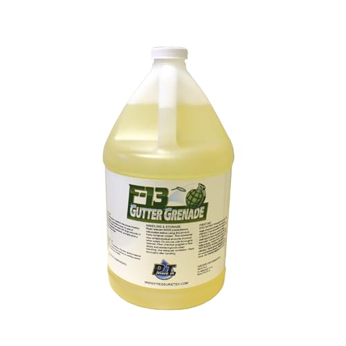 PressureTek F-13 Gutter Grenade: Black Streak Remover, Oxidation, Tiger Stripes, Soffit, Fascia, Aluminum Gutter Cleaner, 64oz, 1/2 gallon (1)