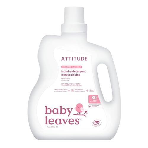 ATTITUDE Baby Laundry Detergent Liquid, EWG Verified, Safe for Baby Clothes, Infant and Newborn, Vegan and Naturally Derived Washing Soap, HE