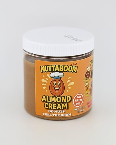 Almond Cream Spread - Nuttaboom - Natural Nut Butter with Shea Butter & Organic Coconut Oil, No Palm Oil, Healthy Bread & Toast Spread, Made in USA