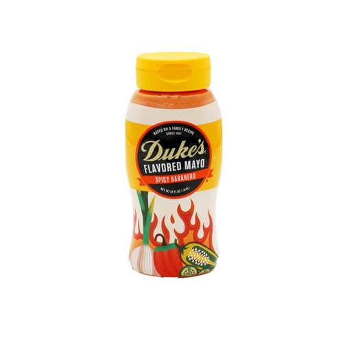Duke’s Habanero Garlic Flavored Mayonnaise Squeeze Bottle - Spicy & Bold, 14 Ounce (Pack of 1)