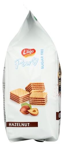 Gastone Lago Party Wafers Cookies, Hazelnut Sugar Free - 7.5 oz Each (2-Pack) | Italian Crispy Wafer Cookies with Creamy Hazelnut Filling