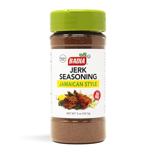 Badia Jerk Seasoning Jamaican Style, 5 oz - Bold Spicy Caribbean Blend, Dry Rub for Grilling Chicken, Pork, Seafood - Gluten Free, No MSG