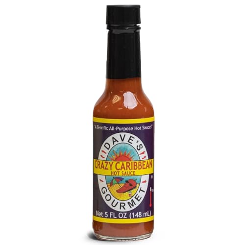 Dave's Gourmet Crazy Caribbean Hot Sauce - Habanero & Tabasco Pepper Blend - Great for Wings, Seafood & Fried Foods - Caribbean Hot Sauce - 5oz Bottle