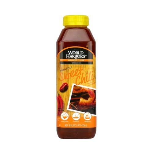 World Harbors Sweet Chili Sauce and Marinade - Thai Sweet Chili Sauce, Ideal for Chicken Wings, Seafood, Grilled Meats, Salads, Stir-Fries, Sweet