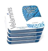 Velamints White Peppermint Sugar Free Gum, Mint Flavor, Pack of 4 Tins