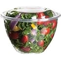 48 oz Clear Plastic Salad Bowl Base+Lid Combo 150 Count