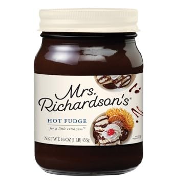 Mrs. Richardson's Premium Hot Fudge Topping 3 pack Rich, Creamy & Decadent Chocolate Sauce - Perfect for Ice Cream, Brownies, and More - 16 oz Jar