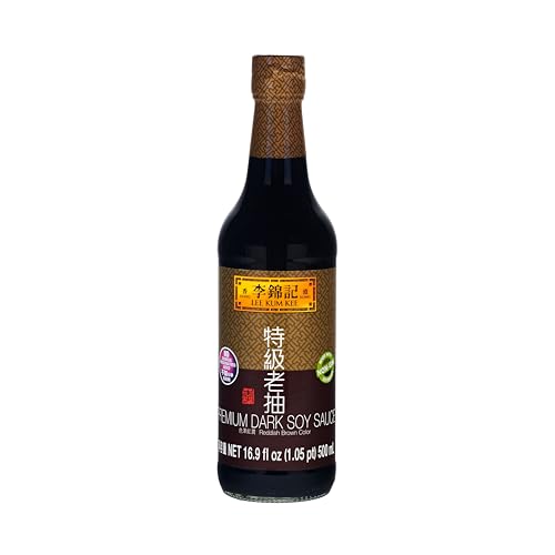 Lee Kum Kee Premium Dark Soy Sauce (16.9 oz - 1 Pack), Full-Bodied Naturally Brewed Soy Sauce, Non GMO Soybeans, Vegan, No MSG, Best for Adding