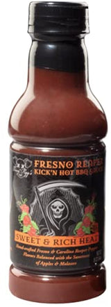 Tony Piggs Hot BBQ Sauce Fresno Reaper Flavor (19oz)- Great Condiment Topping for Wings, Ribs & Burgers at Parties - Barbecue Sauce w Hot Sauce Heat
