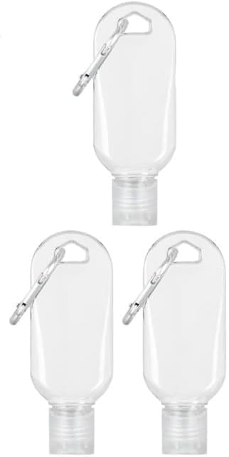 Weicoca 3Pcs Transparent Portable Hot Sauce Keychain Bottles, Refillable Travel Size Hot Sauce Keychain, 2oz/50ml Transparent Portable Bottles, Suit