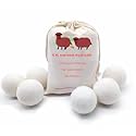 BLJ Wool Dryer Balls 6Pack-XL. Organic Sheep Wool from New Zealand, Hypoallergenic, Leave Clothes Fluffy and Wrinkle Free, Eco-Friendly.