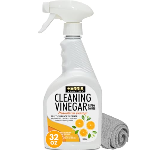 HARRIS Cleaning Vinegar Mandarin Orange Multi-Surface Cleaner (32 oz) with Microfiber Cloth