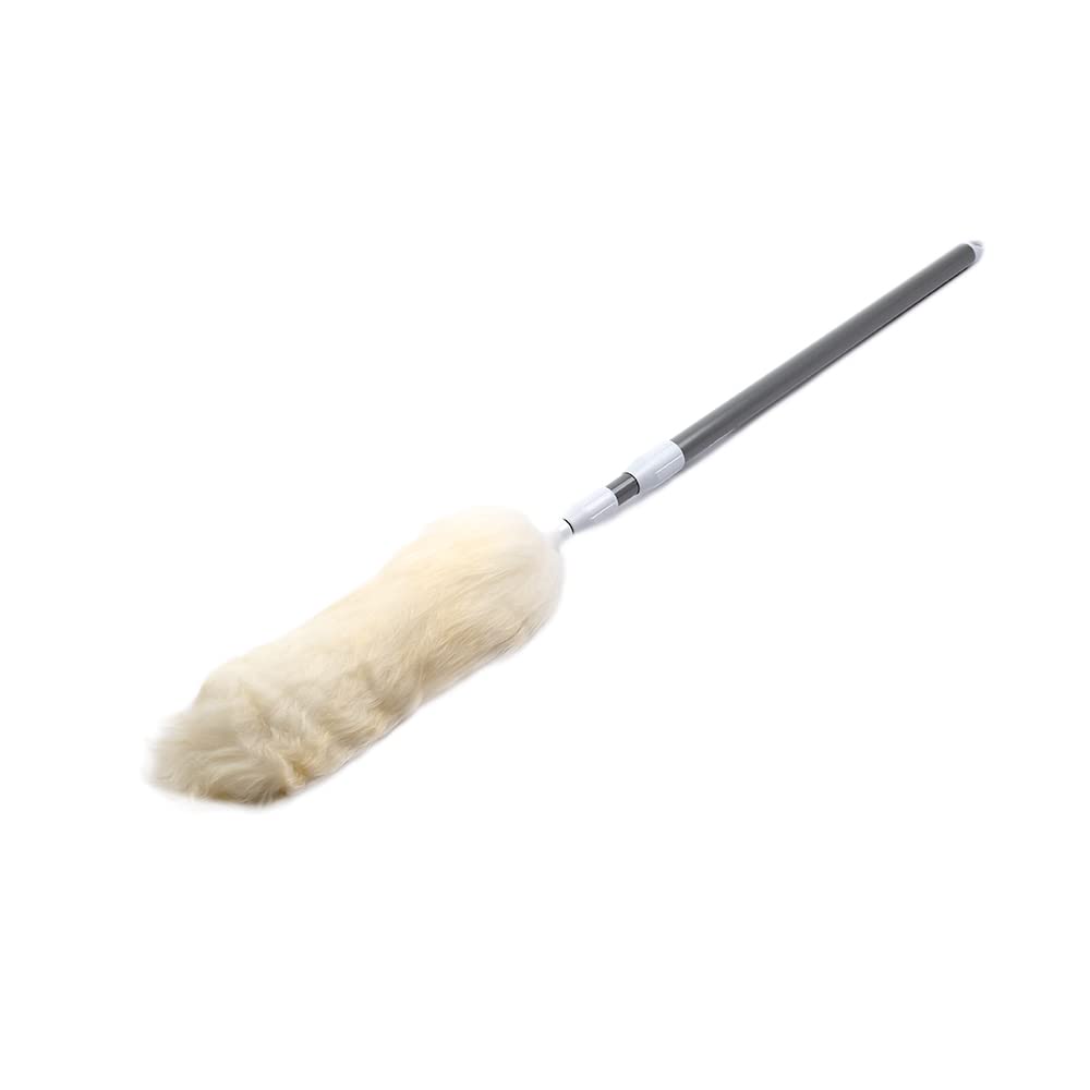 Unger Commercial StarDuster® Lambswool Duster with Handle (Case of 6), 17.5" Length, White/Black - Ideal for Dusting Shelves, Surfaces, and High