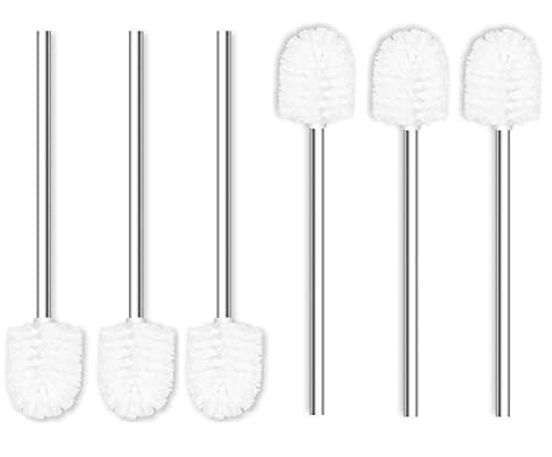 6PCS Toilet Brush Plastic Toilet Brushes Toilet Bowl Cleaner Brush Toilet Replacement Brush Bathroom Cleaning Brushes with Stainless Steel Handle