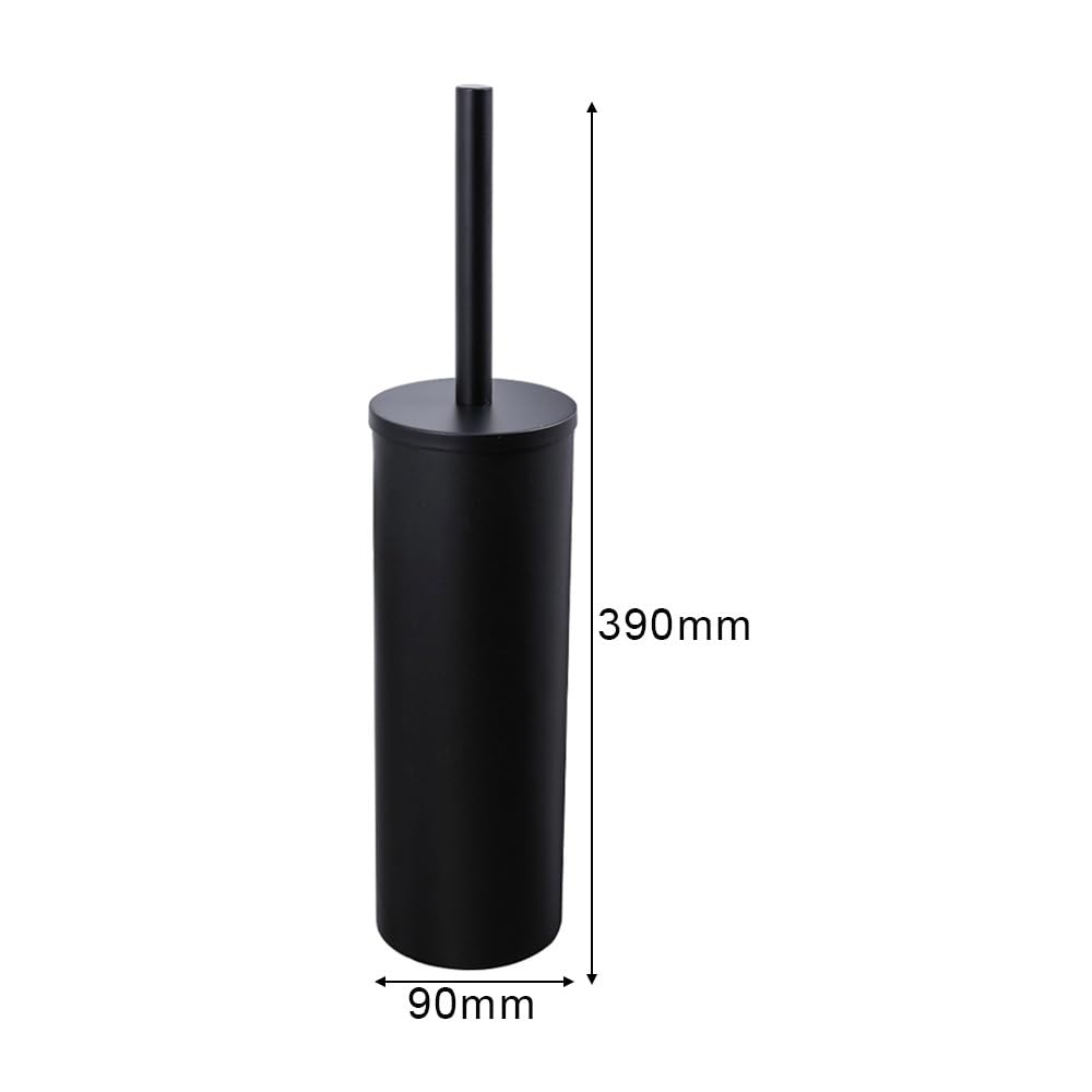 Stainless Steel Toilet Brush with Holder Set with Extra Long Handle Durable Bristles Toilet Bowl Brush and Covered Holder for Bathroom Storage (Black