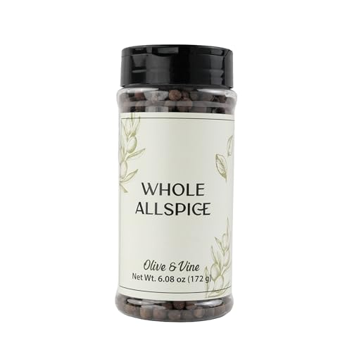 Olive & Vine Whole Allspice, Warm & Sweet Flavor, For Baking & Marinades, Rich Tradition, Authentic Taste, For Global Recipes (6.08 Ounce)