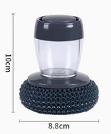 Press-Type Automatic Soap Pot Brush - 3-in-1 Self-Filling, Non-Scratch for Pot Pan & Stovetop Cleaning.
