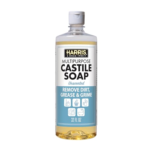HARRIS Multi-Purpose Pure Liquid Castile Soap for Home Cleaning, Multi-Purpose Cleaner, For Dish Soap, Laundry Detergent, Kitchen and Bathroom