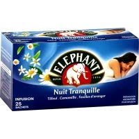 Elephant Infusion Bien-être Nuit Tranquille (Tilleul, Camomille, Feuilles d'oranger Doux) 25 Sachets 38g