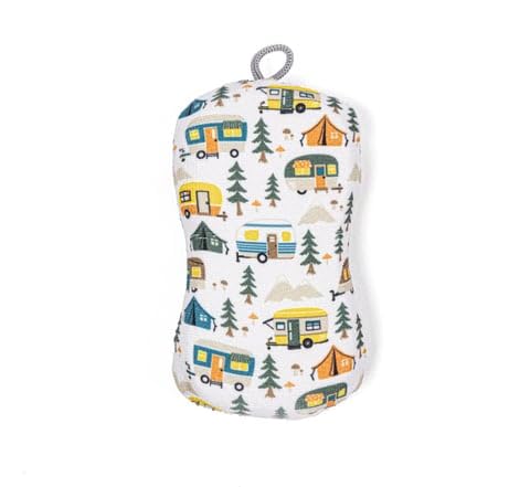 MÜkitchen Premium Microfiber Sponge Set for Dishes and Cleaning, 2 Pack, Printed (Happy Camper)