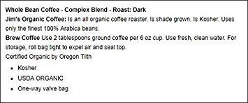 Whole Bean Coffee - Espresso Jimbo 11 Ounce (312 grams) Pkg