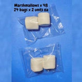 Individually Wrapped Marshmallows | 24 x 2 sets = 48 units | 1" cylinder shape | Great for gatherings, camping, fire pits, birthday parties, corporate